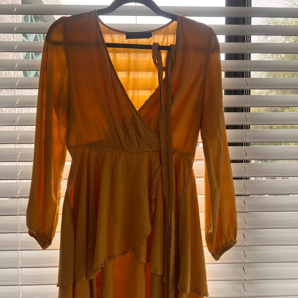 Elegant Orange Wrap Dress